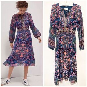 Anthropologie Sydney Paisley Printed Midi Dress
